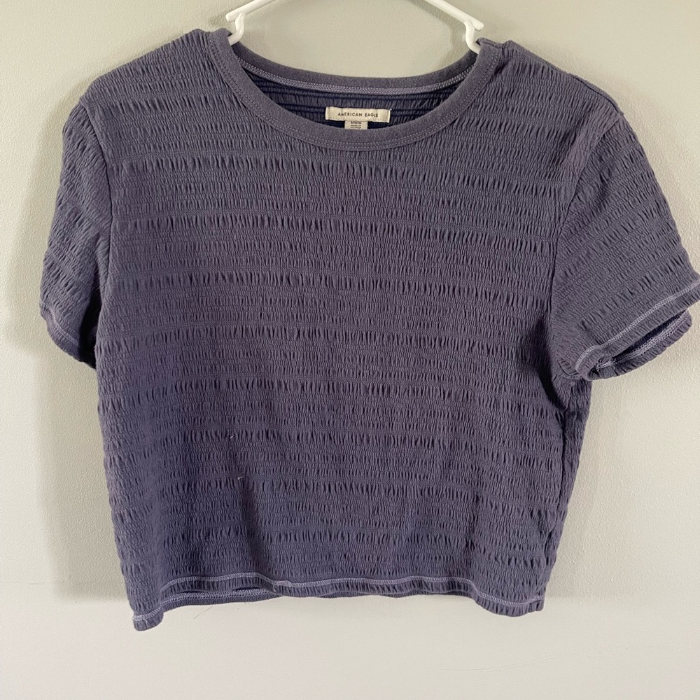 American Eagle Outfitters Women's Blue Textured Top